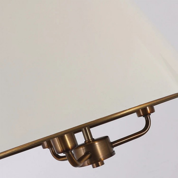 Vintage Solid Brass Pendant Light with White Fabric Shade HL3942
