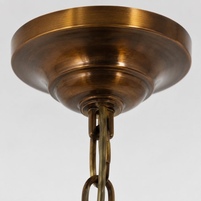 Vintage Solid Brass Pendant Light with White Fabric Shade HL3942