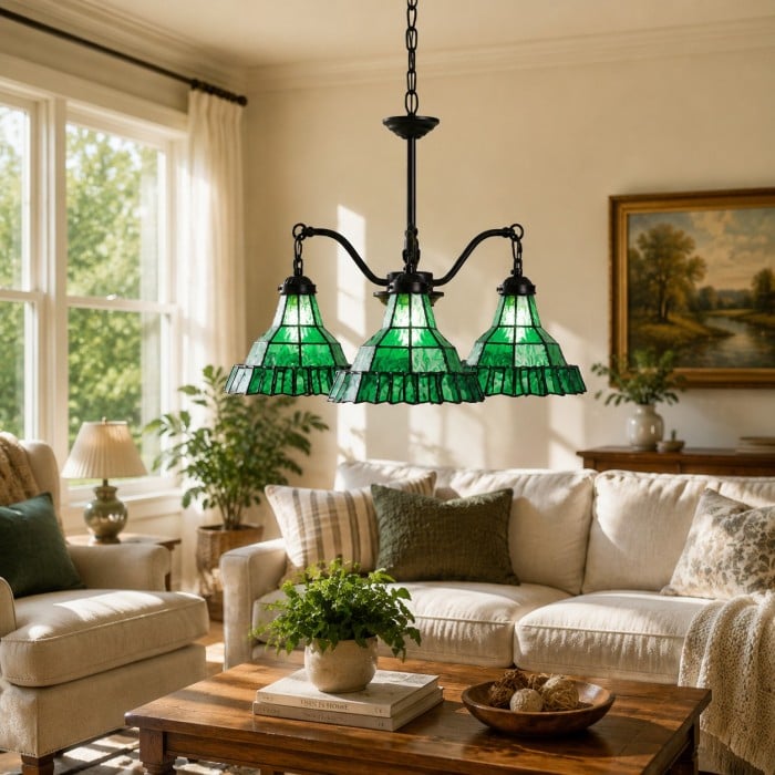 Lámpara colgante vintage Tiffany de vidrieras para sala de estar HL3874