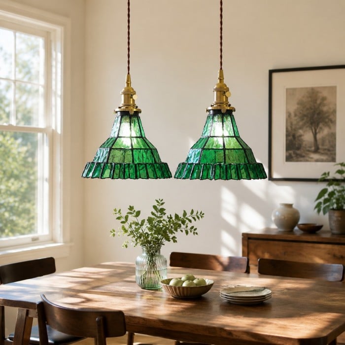 Lámpara colgante vintage Tiffany de vidrieras para sala de estar HL3874