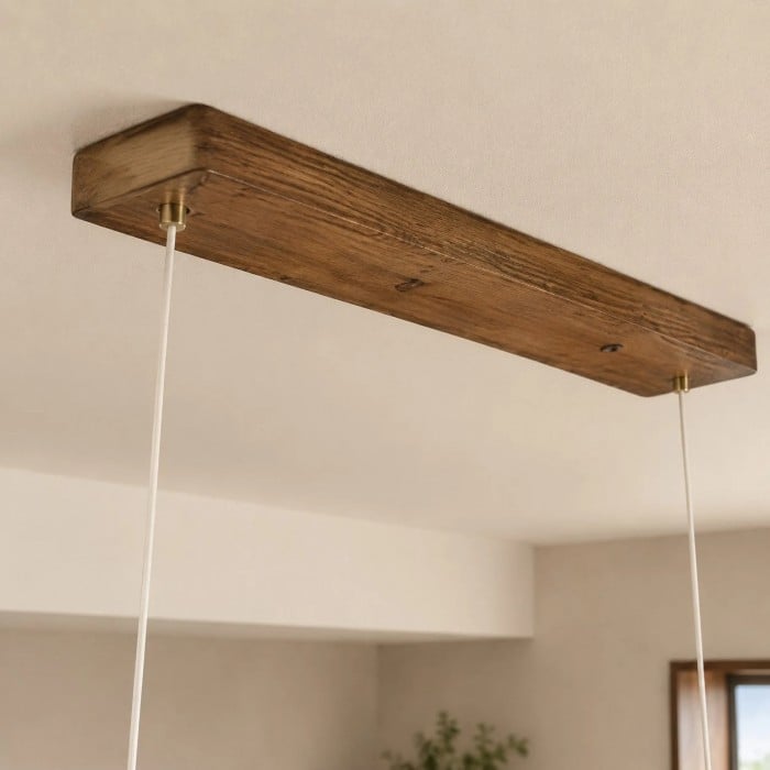 Lámpara colgante lineal Wabi-Sabi de madera natural para comedores y salas de té HL3709