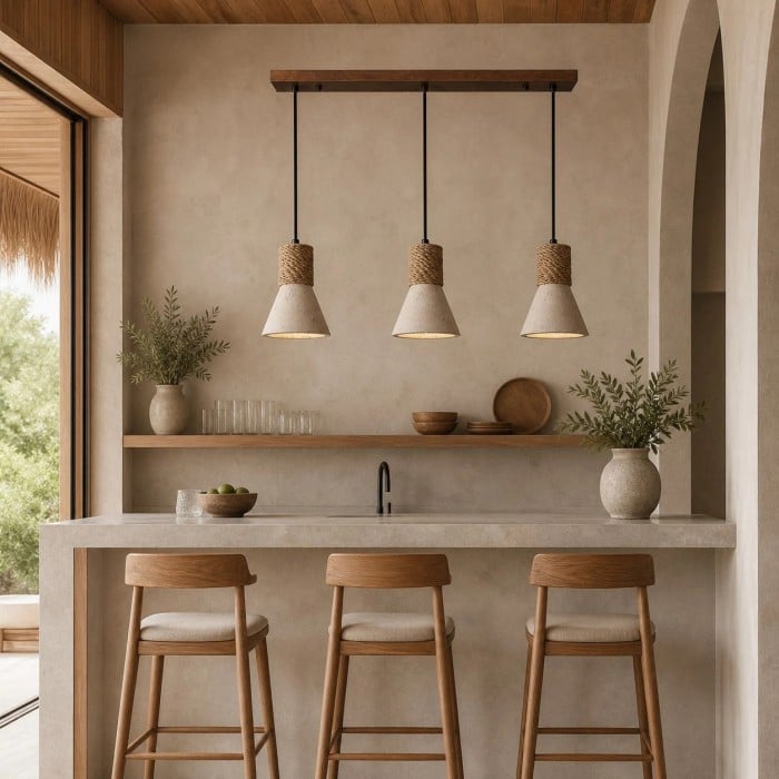 Lámpara colgante Wabi Sabi Stone, lámpara de techo LED cálida para dormitorio, bar de comedor e isla de cocina HL3920