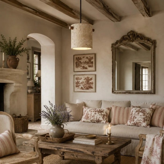 Lámpara colgante cilíndrica de travertino Wabi-Sabi HL3721