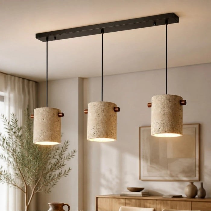 Lámpara colgante cilíndrica de travertino Wabi-Sabi HL3721
