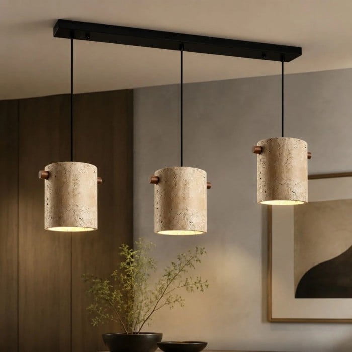 Lámpara colgante cilíndrica de travertino Wabi-Sabi HL3721