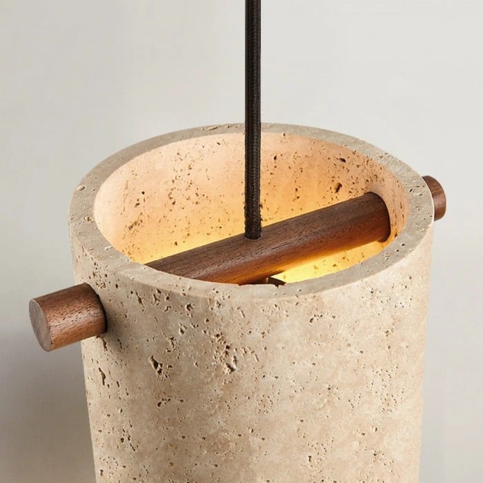 Lámpara colgante cilíndrica de travertino Wabi-Sabi HL3721
