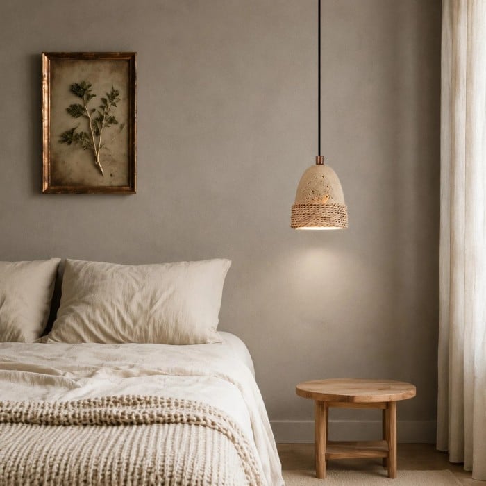 Wabi-Sabi hanglamp van geweven steen met opties voor één of drie lampen HL3736