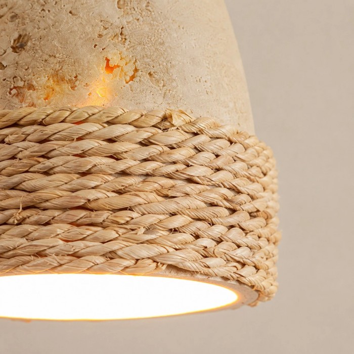 Wabi-Sabi hanglamp van geweven steen met opties voor één of drie lampen HL3736