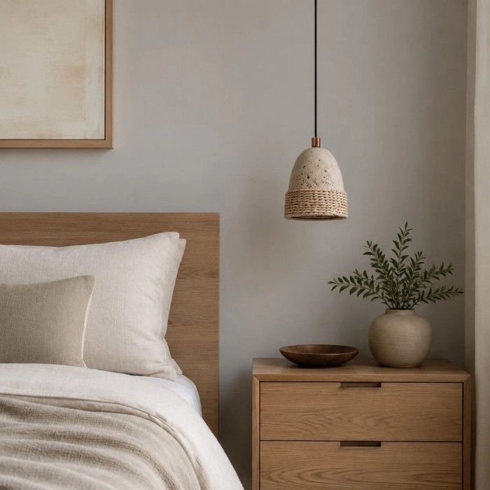 Wabi-Sabi hanglamp van geweven steen met opties voor één of drie lampen HL3736