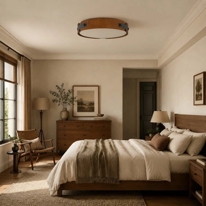Walnut Full Spectrum Flush Mount Ceiling Light HL3755