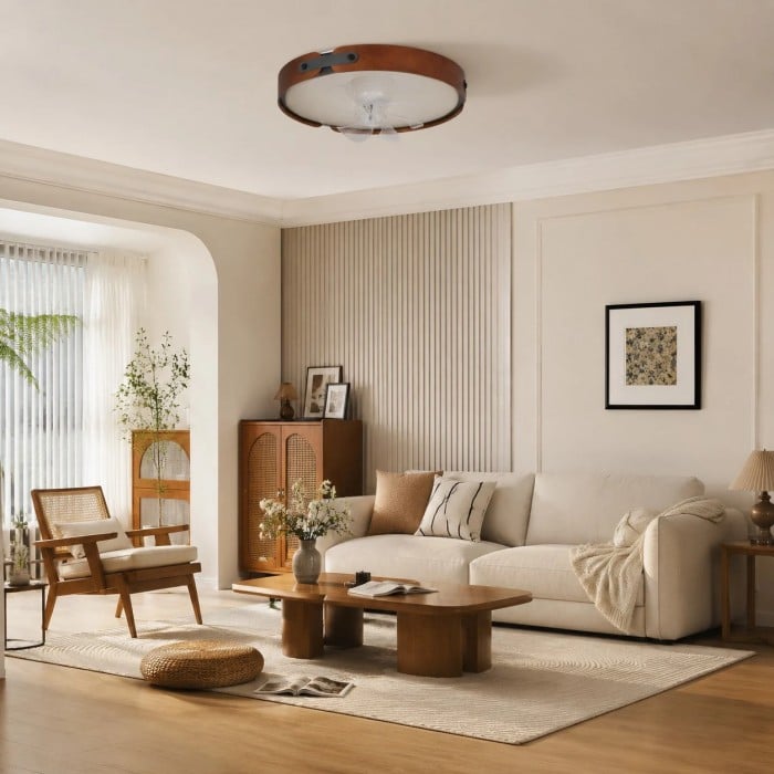 Walnut Full Spectrum Flush Mount Ceiling Light HL3755