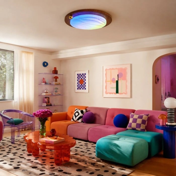 Walnut RGB Dynamic Sky Flush Mount Ceiling Light HL3699