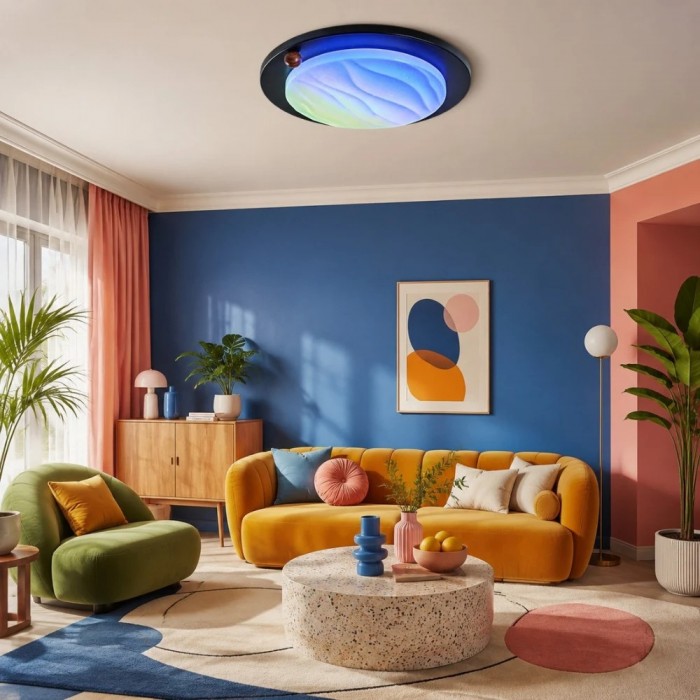 Walnut RGB Dynamic Sky Flush Mount Ceiling Light HL3699
