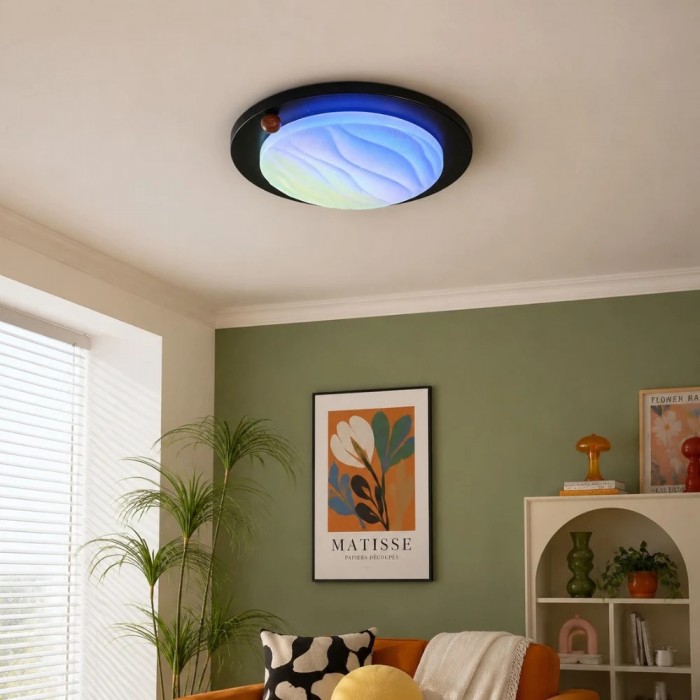 Walnut RGB Dynamic Sky Flush Mount Ceiling Light HL3699