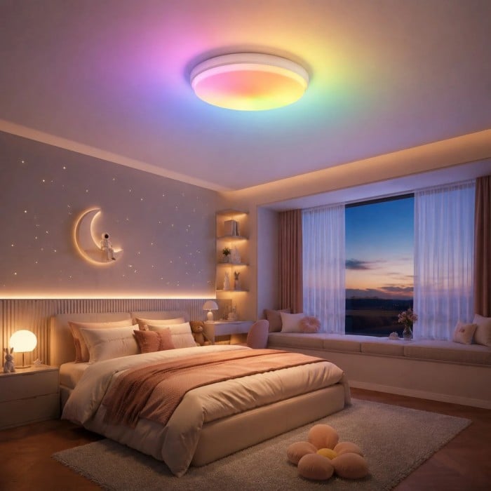 White Acrylic Sky Glow Flush Mount Ceiling Light HL3659