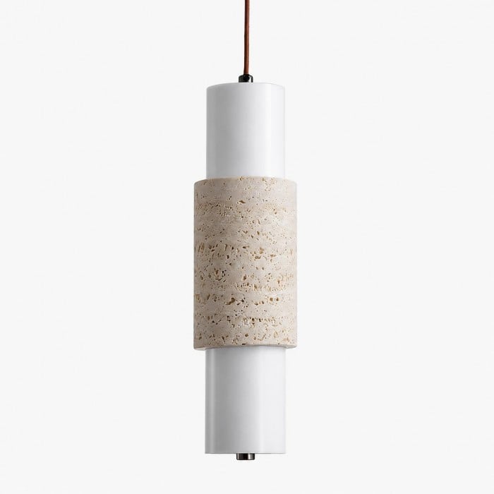 Hanglamp met cilindervormige kap van gele travertijn HL3744