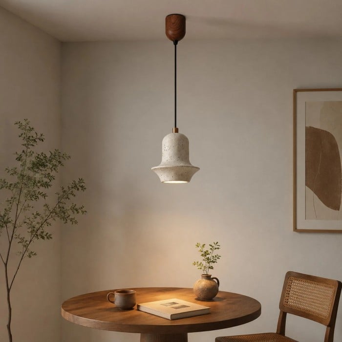 Hanglamp in Wabi-Sabi stijl met gele travertin voor warme, moderne interieurs HL3914