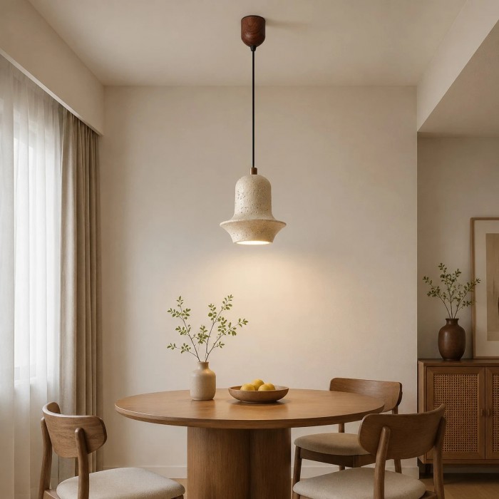 Hanglamp in Wabi-Sabi stijl met gele travertin voor warme, moderne interieurs HL3914