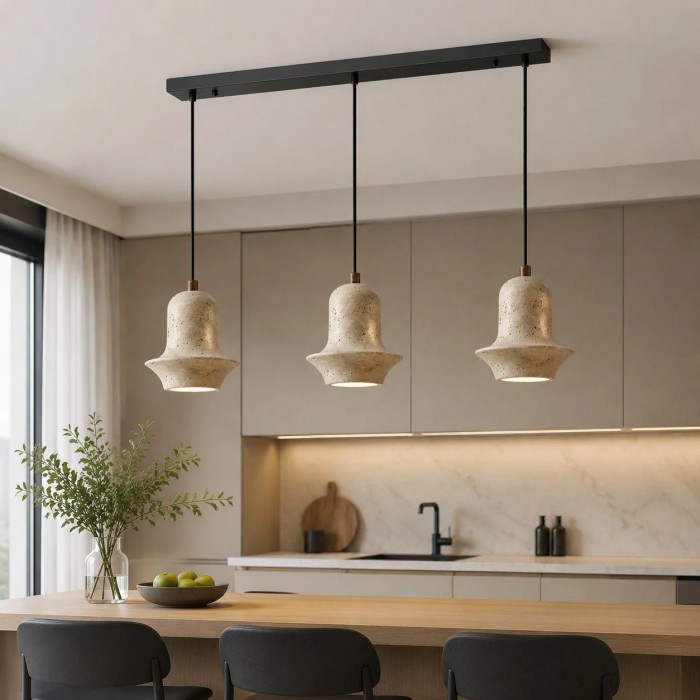 Hanglamp in Wabi-Sabi stijl met gele travertin voor warme, moderne interieurs HL3914