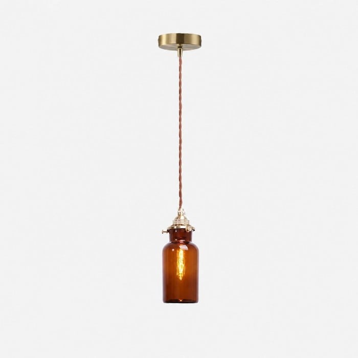 Lampa wisząca w kolorze bursztynowo-brązowej butelki szklanej HL4004