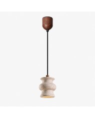 Hanglamp HL3812 met zwart-witte stippen van hout en stof.