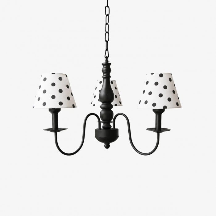 Kronleuchter aus schwarzem Stoff mit Polka-Dots HL3753