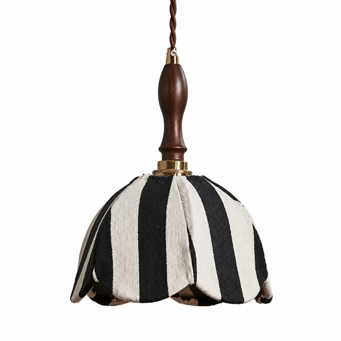 Hanglamp van gestreepte stof in Chinoiserie-stijl HL3688