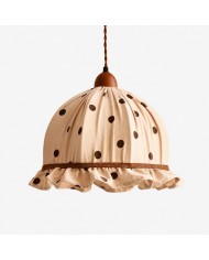 Żyrandol Tela Drum Shade z abażurem materiałowym i mosiężną ramą – metalowy styl przejściowy do salonów HL3906