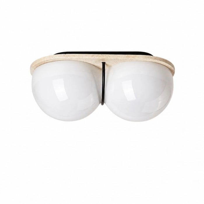 Crème travertin dubbele bol plafondlamp HL3936