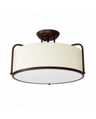 Dumora plafondlamp met stoffen trommelkap en metalen frame, semi-inbouwmontage HL3893