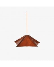 Industriële lineaire hanglamp van hout en ijzer HL4138