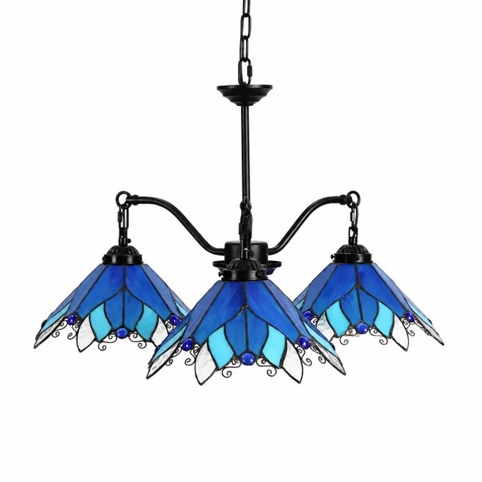 Vierflammiger Buntglas-Kronleuchter HL3637
