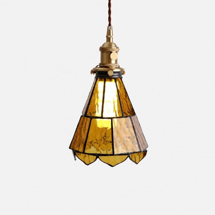 Franse landelijke lamp met golvend glas en messing afwerking HL4022