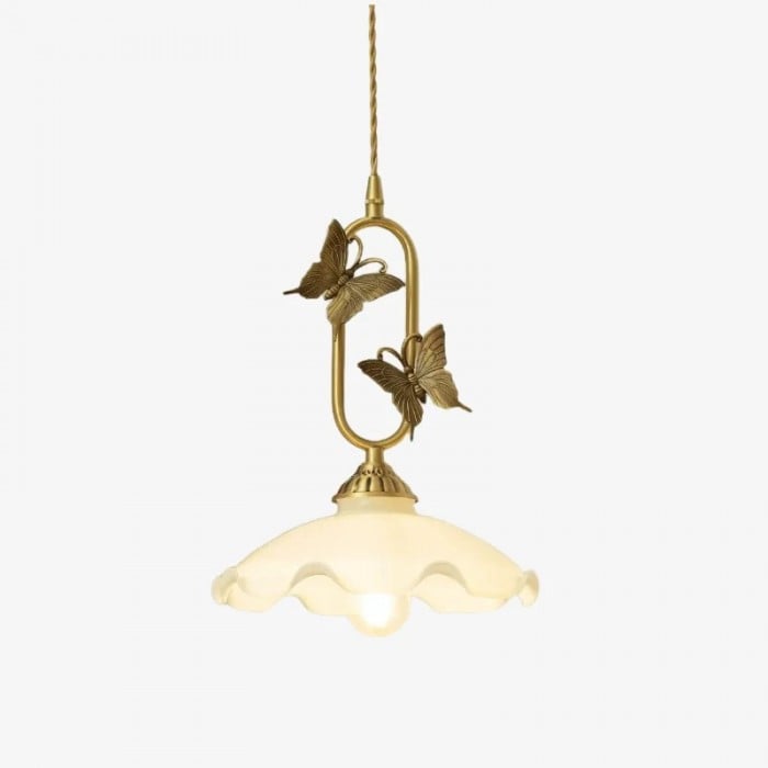 Francuska lampa wisząca w stylu vintage z motylem i miedzią HL3824
