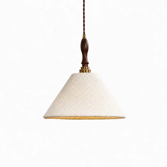 Fransk vintage krämfärgad tyghänglampa HL3714