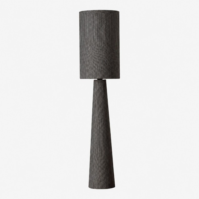 Lampadaire en tissu à rayures grises HL3802
