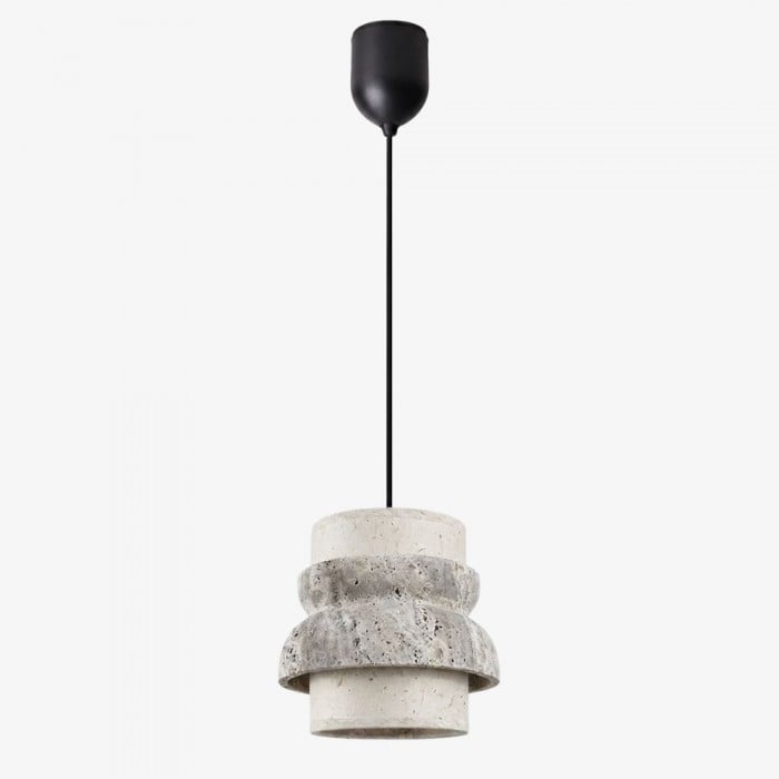 Lámpara colgante de piedra travertino gris - Lámpara vintage para isla de cocina y comedor HL3677
