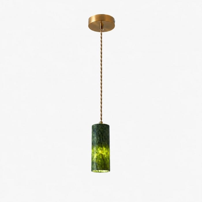 Green Jade Cylinder Pendant Lamp HL3752