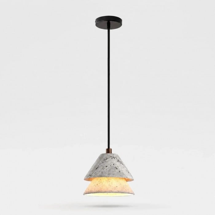 Grey Stone Pendant Light with Paper Diffuser HL3726