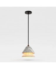 Vintage Ribbed Glass Pendant Light with Brass Accent HL3810