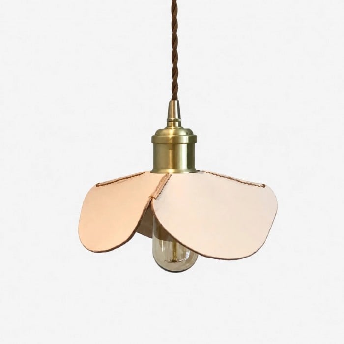 Hand-Stitched Leather Petal Pendant Light HL3718