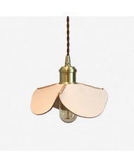 Printed Fabric Drum Pendant Light with Walnut Wood Holder HL4017