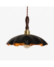 Vintage Solid Brass Pendant Light with White Fabric Shade HL3942