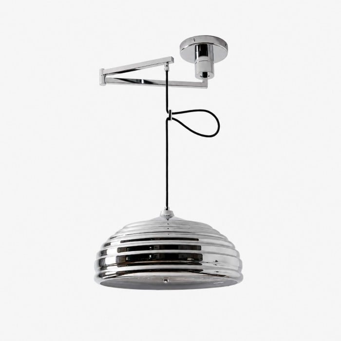 Lampa wisząca z regulowanym ramieniem w stylu industrialnym Bauhaus w polerowanym chromie HL3858