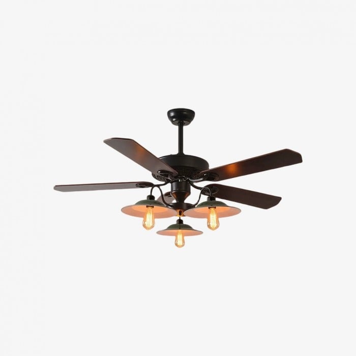 Industrial Ceiling Fan Light with Wood or Iron Blades HL3941
