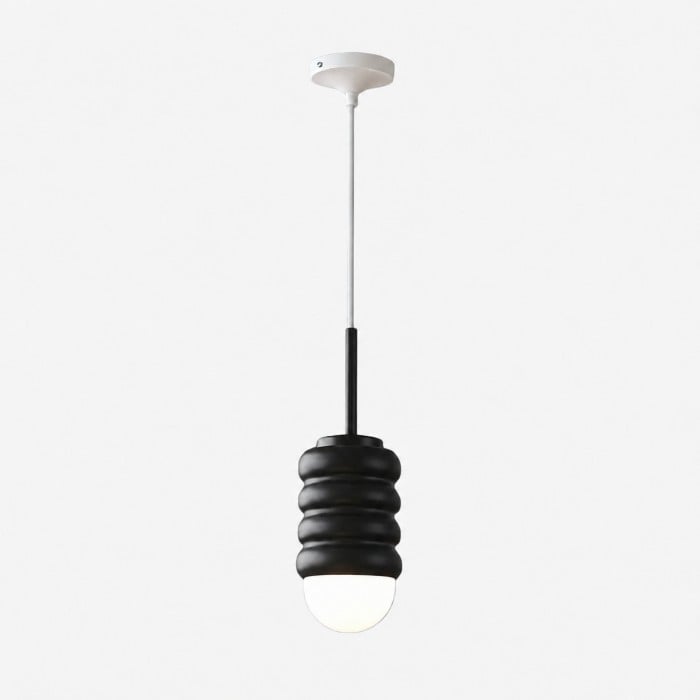 Suspension en fer avec abat-jour côtelé - Style crème - Idéale pour une chambre (HL3692)