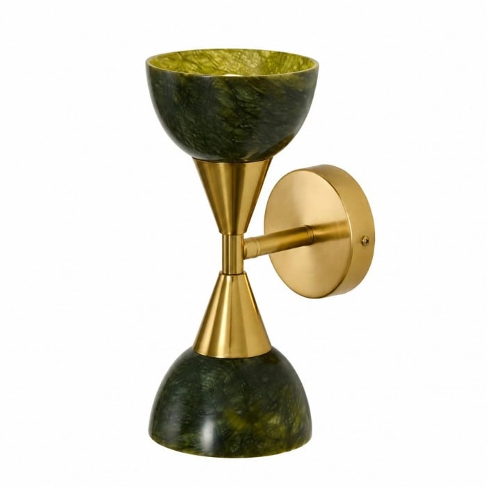 Aplique de pared verde jade dorado con iluminación hacia arriba y hacia abajo HL3998