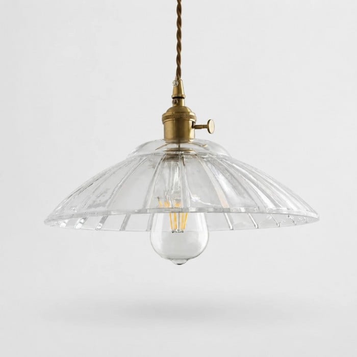 Suspension japonaise rétro en laiton et verre HL3955