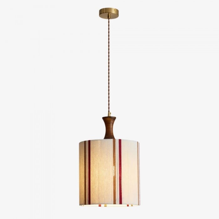 Suspension japonaise vintage en noyer et tissu HL3700