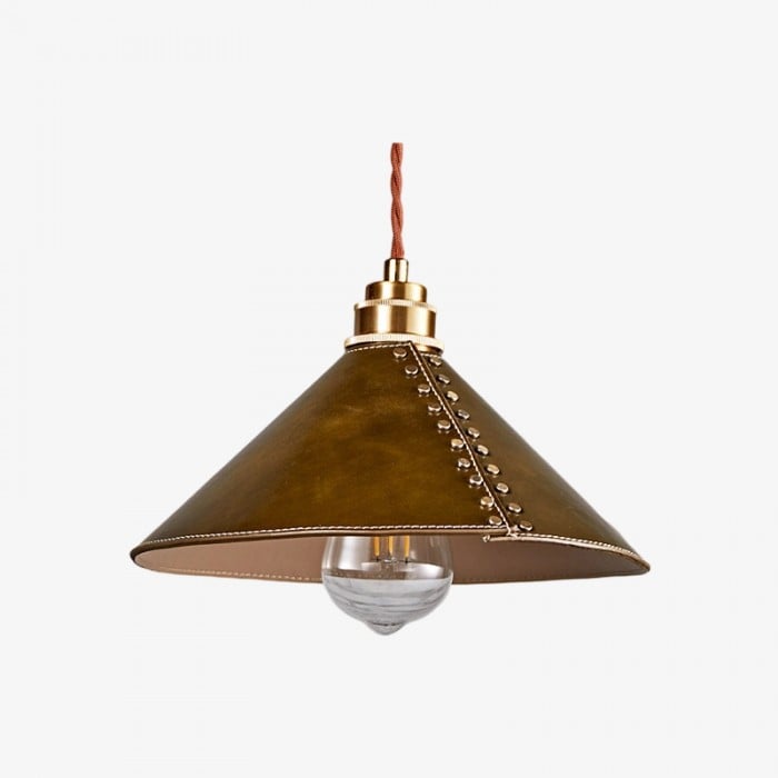 Suspension conique en cuir avec rivets dorés HL3734